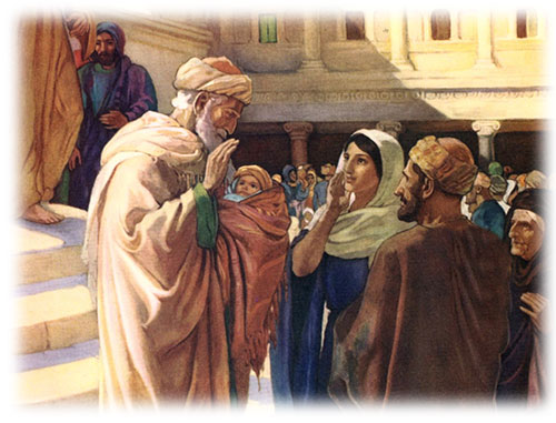 Jesus blessed in the temple