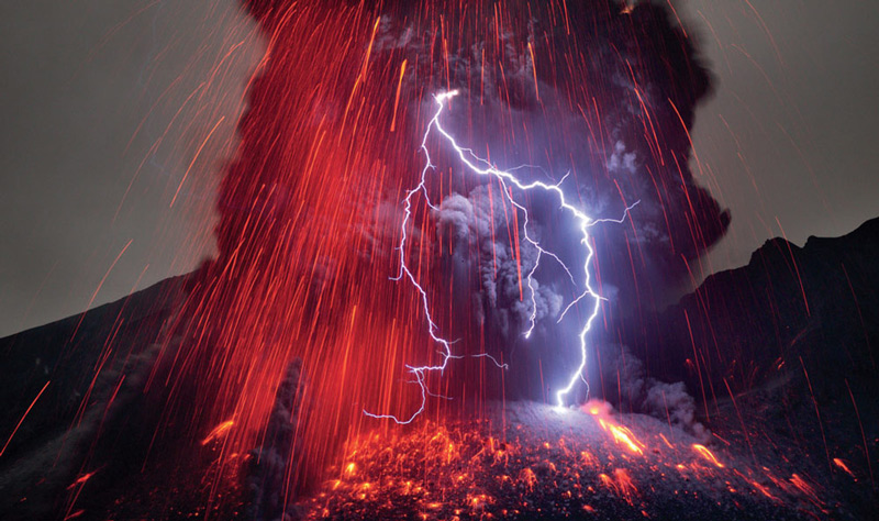 Volcano with volcanic lightning photo used by permission M. Reitze